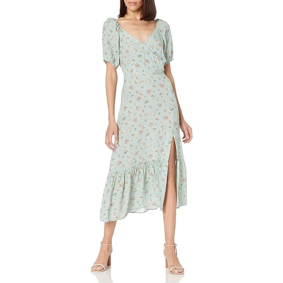 Nwt Paige Gjelina Dress Mint Multicolor Floral Cottagecore Midi Dress Size Large - Picture 2 of 10